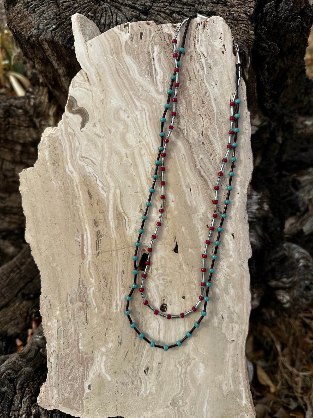 Necklace Turquoise Black Red