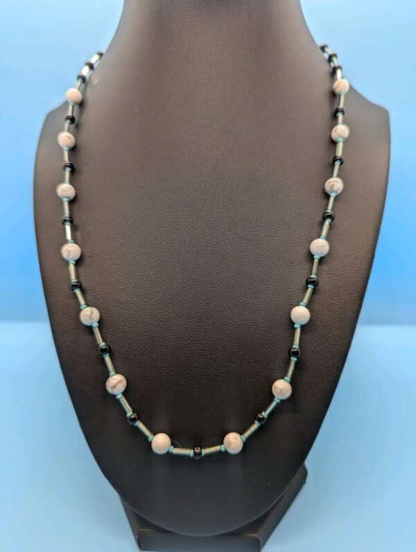 Elegant White Howlite Necklace Created By Adakair