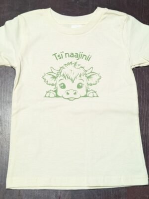 Ts’íínaajíní Highland Baby Cow Navajo Clan Kids’ T-Shirt - Designed by Adakair